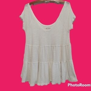We the Free linen blend white boho flowy over sized top X-Small
